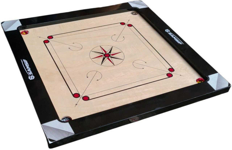 SAMSIF Professional Carrom Board with 3" Thick Border | Durable & Smooth Play 5 cm Carrom Board(Black, Multicolor)