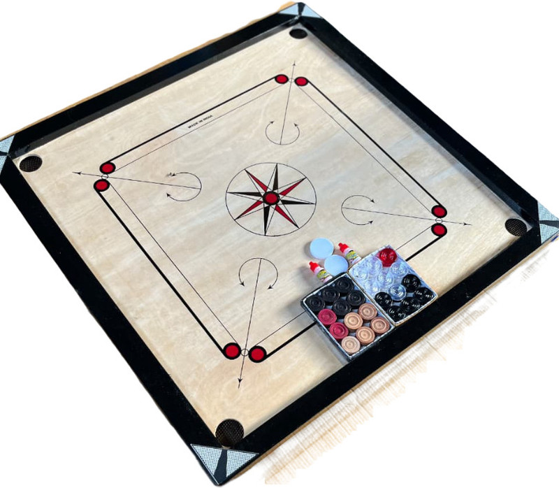 SHAAD TOP WAR GAME STAR 32 INCH CARROM WITH DOUBLE COINS SET 70 cm Carrom Board(Multicolor, Black)