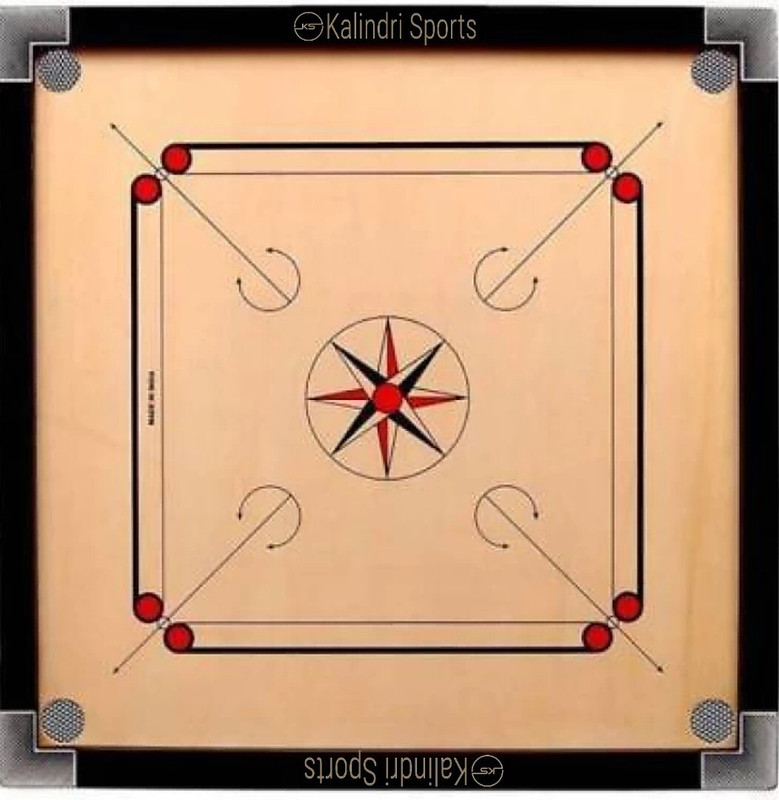 Kalindri Sports 32 inch with 1.5"×1.25" Frame 4 mm Ply with Carrom Accessories 80 cm Carrom Board(Beige)