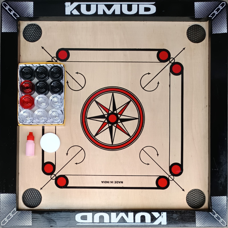 Kumud 24 Coins for Kids, 20 inch Carrom Board glossy finish 4 cm Carrom Board(Beige)