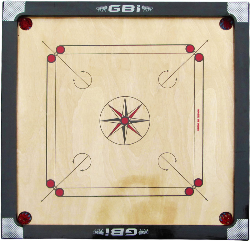 Gautam Brothers International 3 Inch Border 8 mm Ply with Coins, Striker, 3.8 cm Carrom Board(Black)
