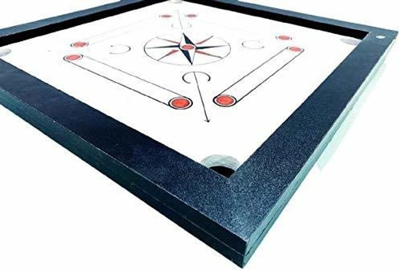 HouseOfCommon Wooden white Carrom board 26 inch Gloss Finish Striker, coin Set and Powder 66 cm Carrom Board(White)