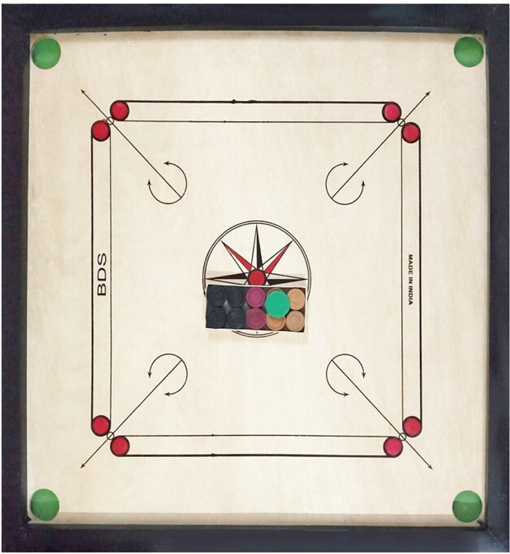 athlesis Sana 32 Inch / Full Size Carom _Coin 81.28 cm Carrom Board(Multicolor, Brown, Black, Red, Blue)