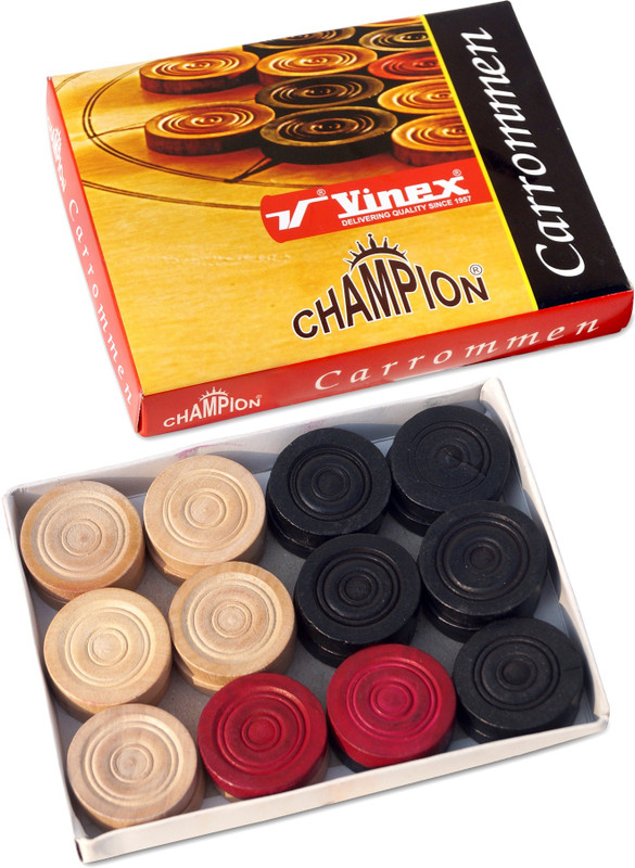 Vinex Premium Carrom Coins Set – 24 Wooden Carrommen – Smooth Finish, Durable 3.2 cm Carrom Board(Multicolor)