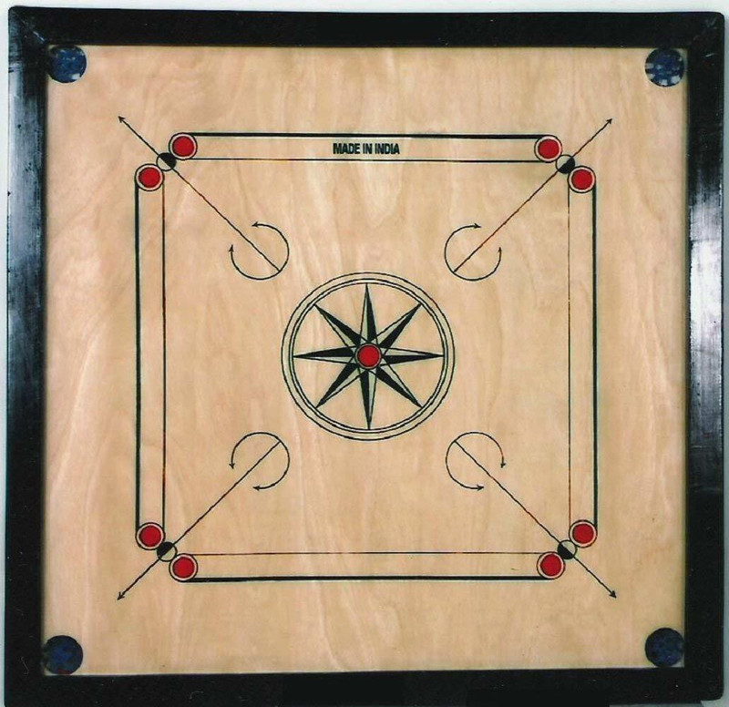 wWAR Full Size Wooden Ply Carrom Board 32 inch with Coins, 1 Striker & Carrom Powder 80 cm Carrom Board(Brown, Black)