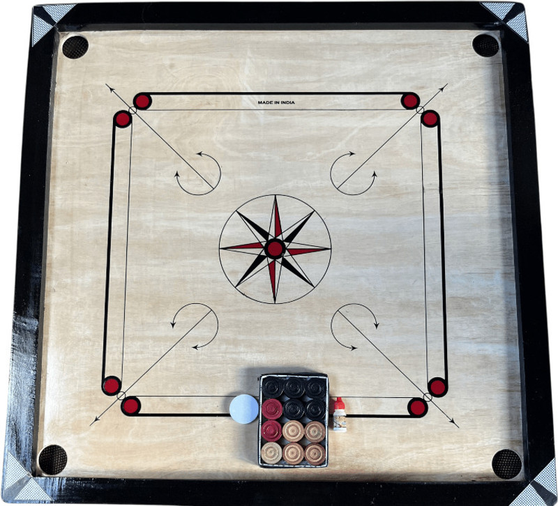 SHAAD TOP WOODEN 32INCH CARRM BOARD WITH WOODEN COINS (SET OF 1)AND DISCO POWDER 4 cm Carrom Board(Black)