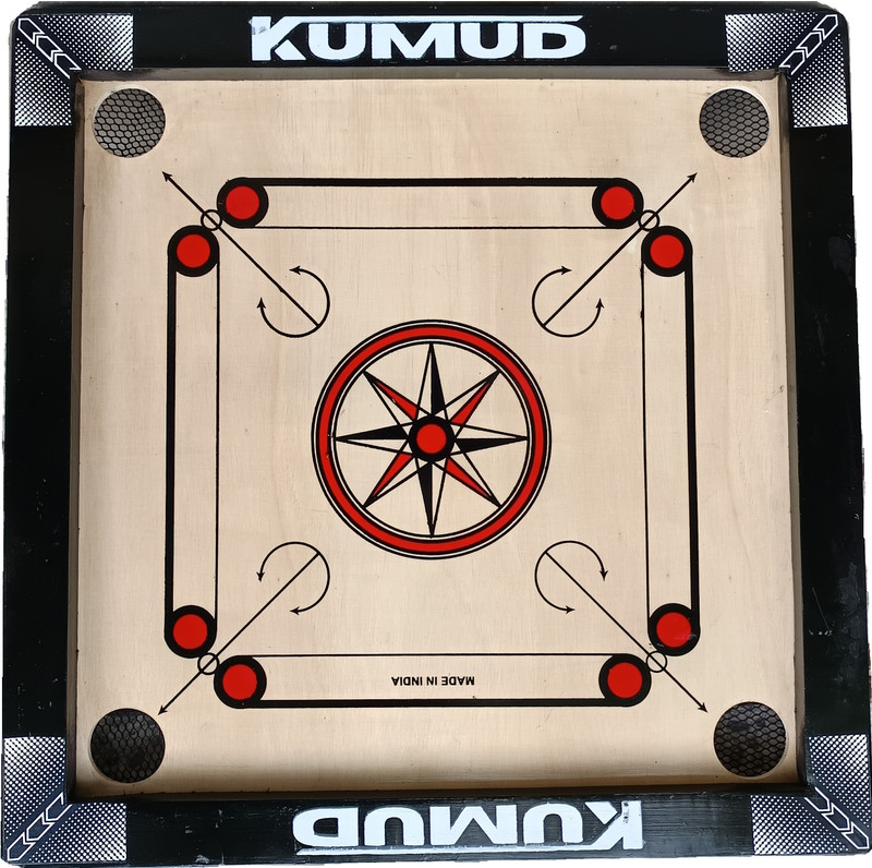 Kumud Carrom Board 20 inch with wood coin|Carrom Striker and Powder, for kids 4 cm Carrom Board(Beige)