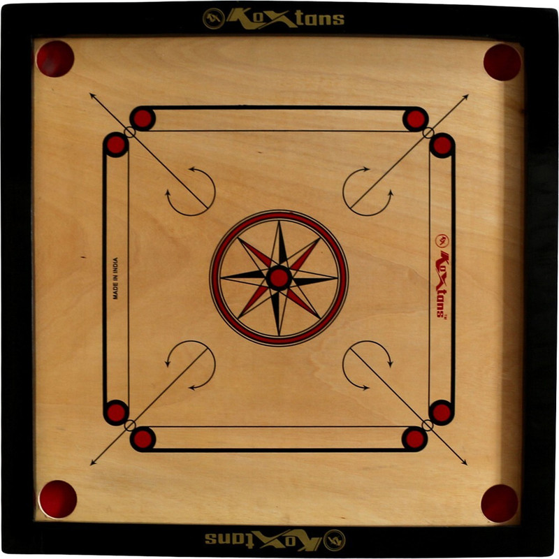 koxtons Full Size with 1.5 inch Border Super 81.28 cm Carrom Board(Beige, Black)