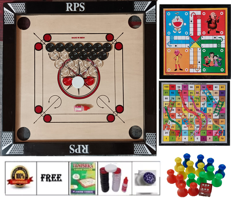 RPS Carrom Board Combo pack 20x20 inch 50.8 cm Carrom Board(Multicolor)