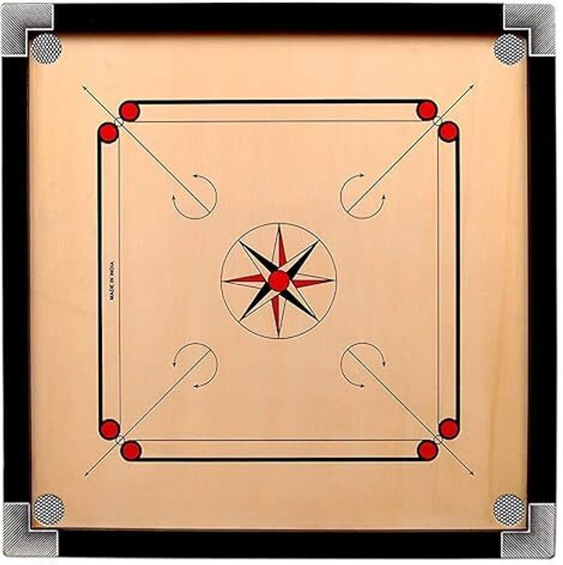 d&j Carrom Board Full Size 32"x32" inch 81.28 cm Carrom Board(Brown, Brown)