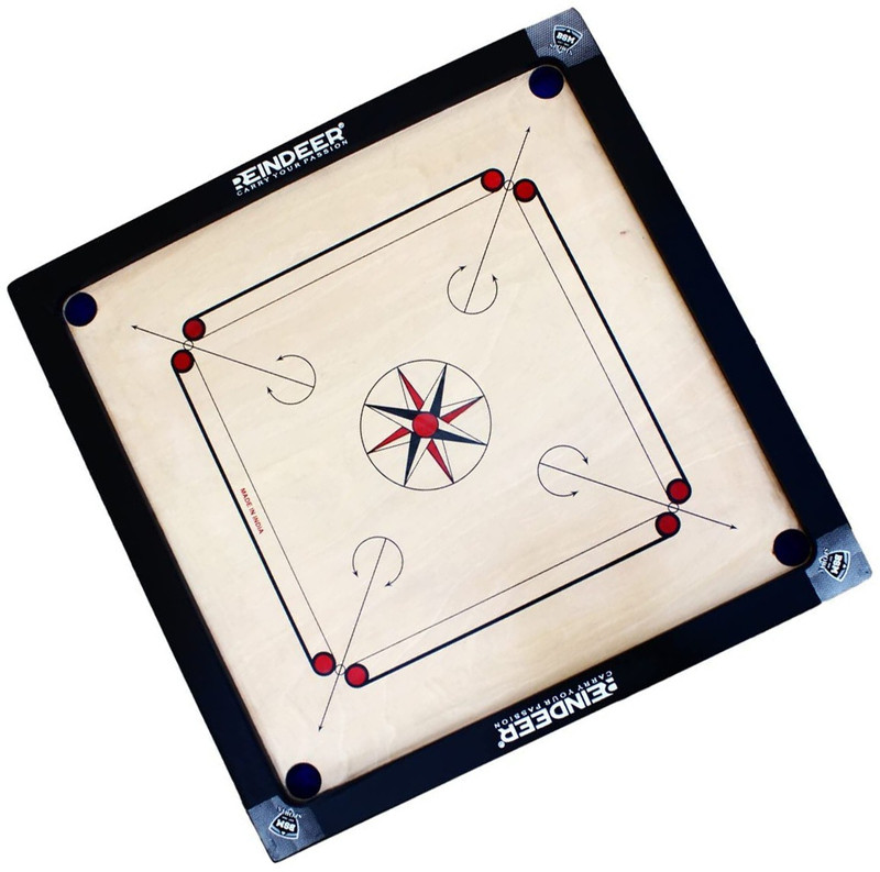 REINDEER 26 inch Wooden Carrom Board 66.04 cm Carrom Board(Beige, Black)