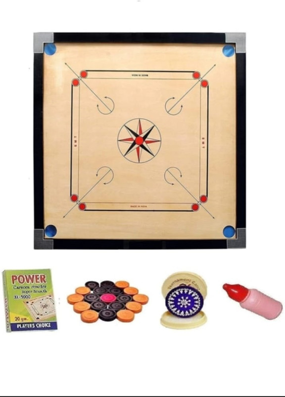 RJ Gallery for Kids 26inch Medium Size Glossy Finish,Coins, Strikers, Powder 66 cm Carrom Board(Multicolor)