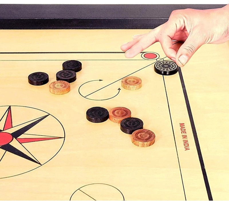SSPORTSHUB 26-inch Wooden Carrom Board for Kids & Adults with Coin Set, Striker & Powder 66 cm Carrom Board(Beige)