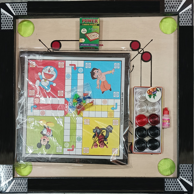 KUMUD SPORTS Carrom Board 20x20 inches|Coins|Powder|Ludo 51 cm Carrom Board(Beige)
