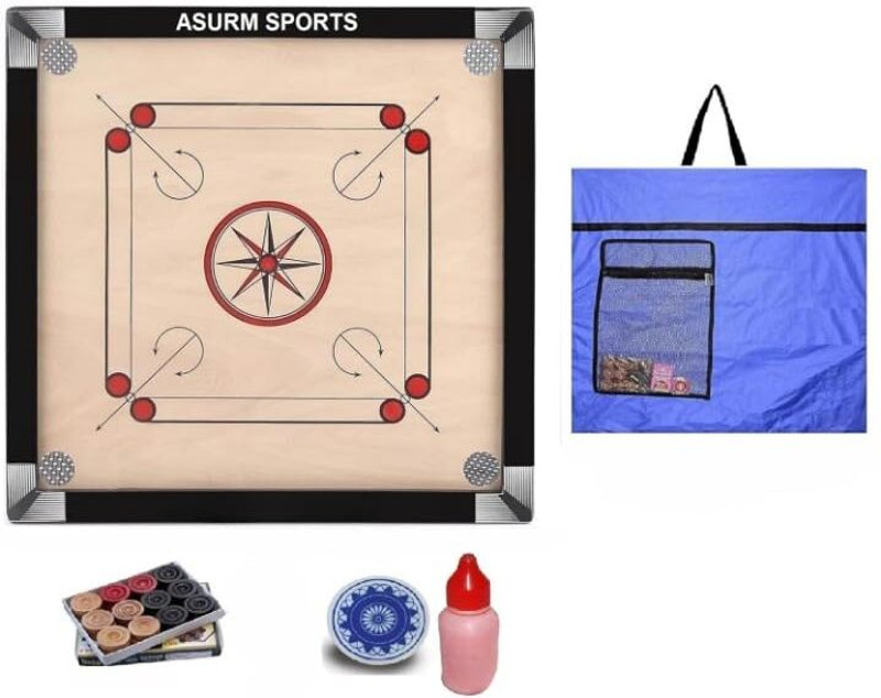 ASURM SPORTS Professional Carrom Board 32 Inch | Matte Finish A1 Set 81.28 cm Carrom Board(Multicolor)