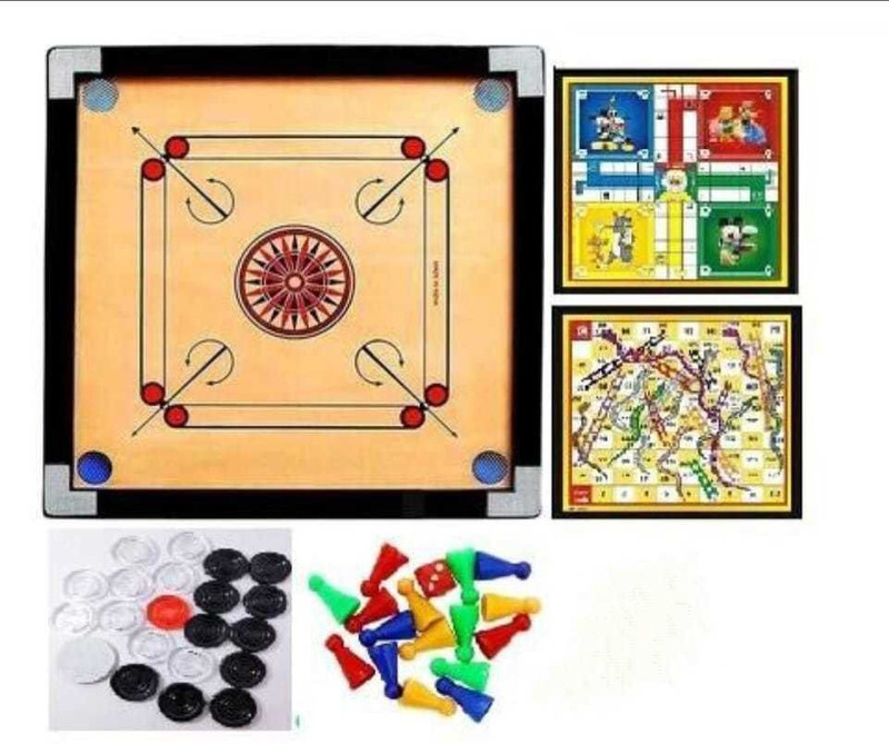 GOLS Carrom Board small size 20X20 with Ludo and snake and ladder Board Combo pack 8 cm Carrom Board(Multicolor)