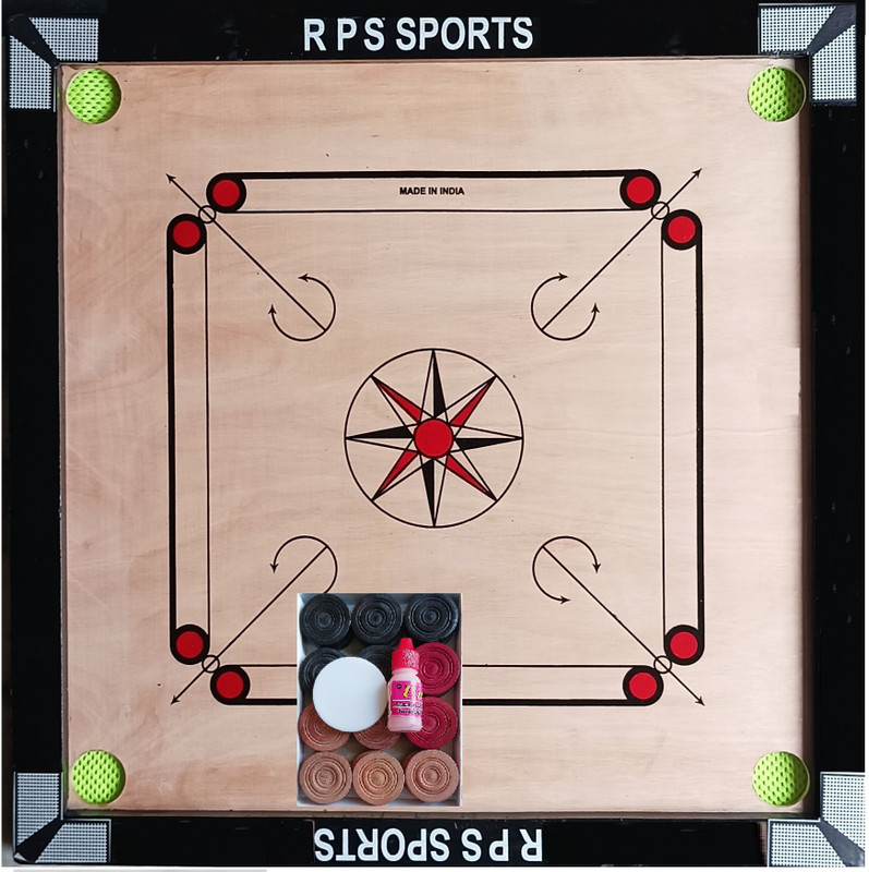 RPS Premium 26inch Carrom Board with Wooden Coins ,Striker& Disco powder 65 cm Carrom Board(Beige)