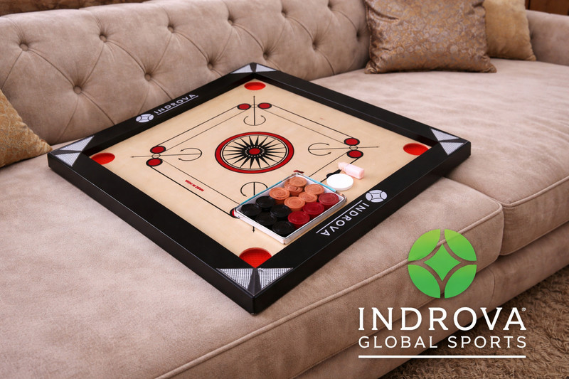 INDROVA GLOBAL SPORTS Carrom Board 20 Inch with 24 Pcs wood coins set, wooden carrom board 50 cm Carrom Board(Beige)