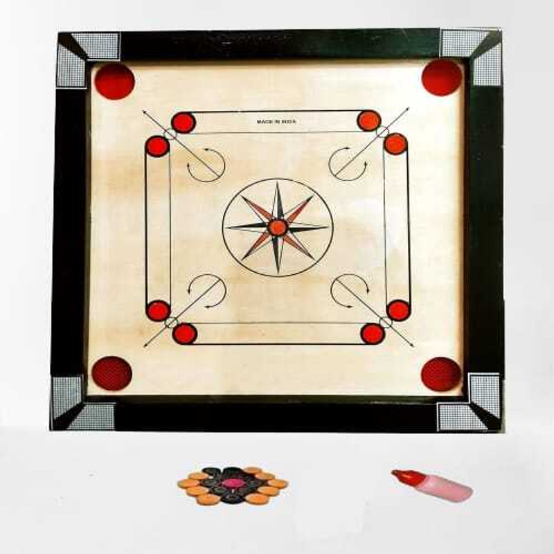 Kumud Carrom Board 20x20 inches|Coins|Powder & Striker 50.8 cm Carrom Board(Beige)
