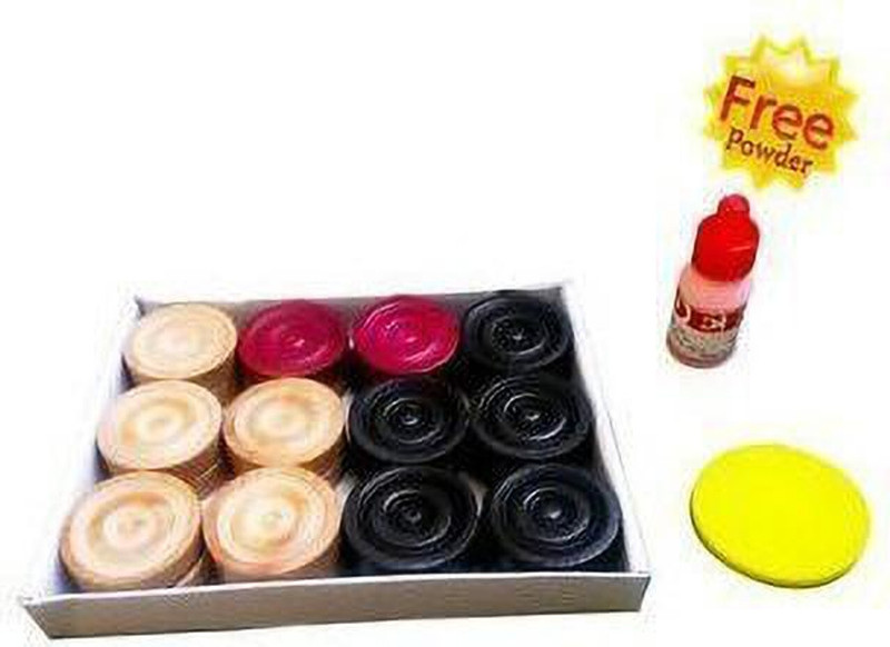 SSPORTSHUB Premium Carrom Coins Set with Striker & Powder | Smooth Play Kit Carrom Pawns(Pack of 24)
