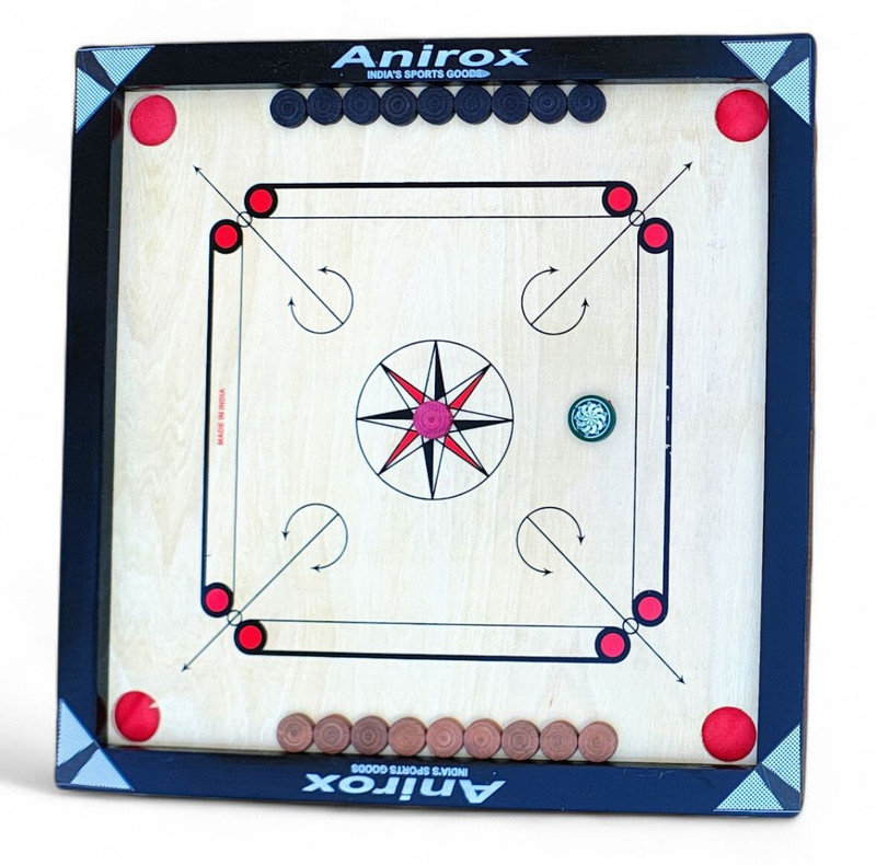 Anirox Best Medium carrom glossy finish striker and powder outdoor game 66 cm Carrom Board(Black, Beige)