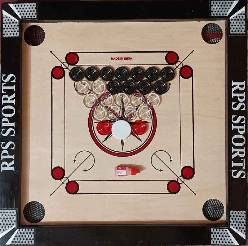 RPS sports 20 Inch Glossy Finish, Transparent 24 Coins, Strikers, Powder 50 cm Carrom Board(Beige)