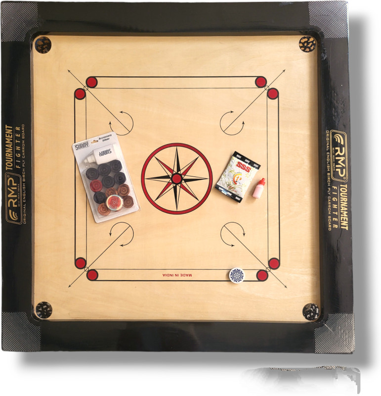 RMP Champion Series 36” Carrom Board for Adults | Glossy Finish | Full Game Set 70 cm Carrom Board(Beige)