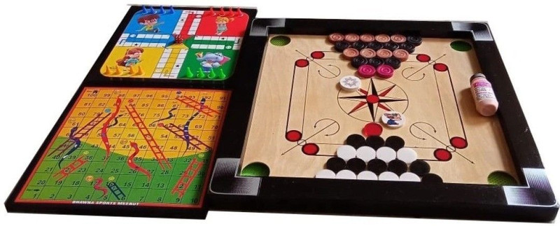 GOLS Carrom Board small size,ludo, snake ladder ,two types of coins Board Game 6 cm Carrom Board(Multicolor)