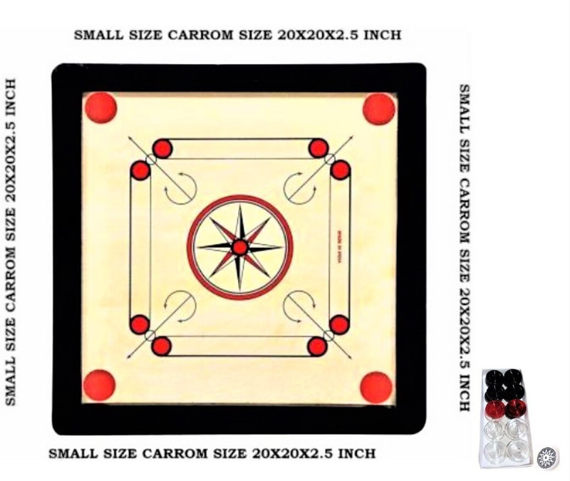 RJ Gallery Small 20 inches wooden carrom board with crystal coins and striker, 5-10 Years 50.8 cm Carrom Board(Beige)
