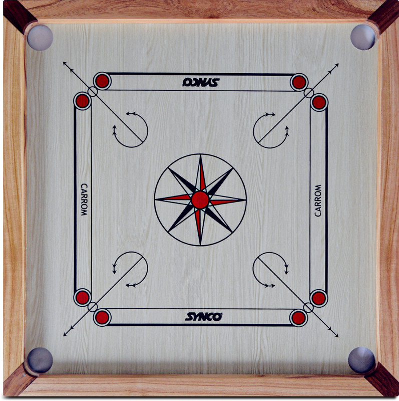 SYNCO Mango Carrom Board Size 27 inch for Kids 8-12 Years | Mango Sheesham Wood Frame 3.4 cm Carrom Board(Beige)