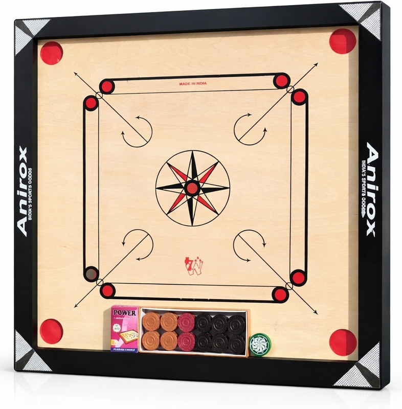 Anirox Best glossy finish medium carrom board family fame² 60 cm Carrom Board(Black, Beige)