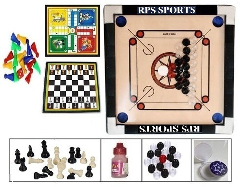 PRSSPORTS Present Small 20 inch Combo Pack (Free Ludo , Crystal Coin, & Powder) 5 cm Carrom Board(Multicolor)