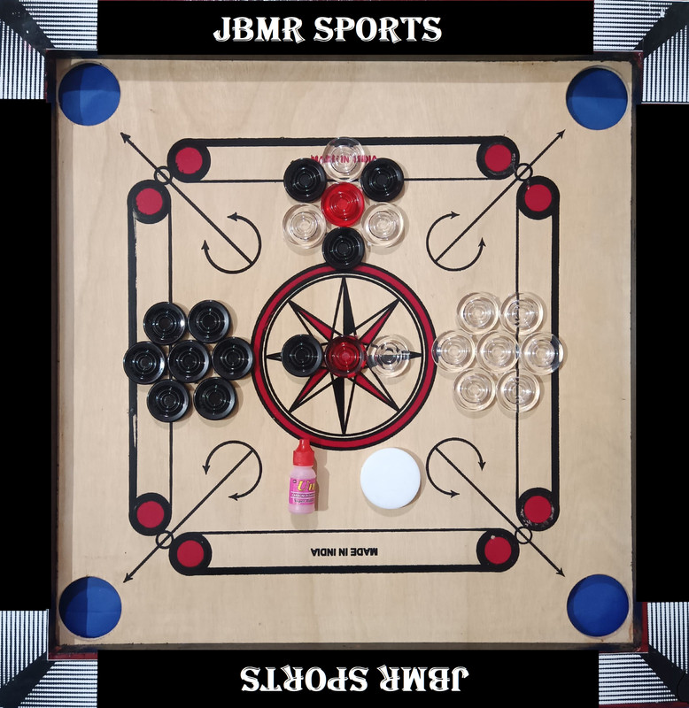 jbmr sports NATURAL CARROM BOARD 20INCH,CRYSTAL COIN 24 PCS. 0001 20 cm Carrom Board(Black)