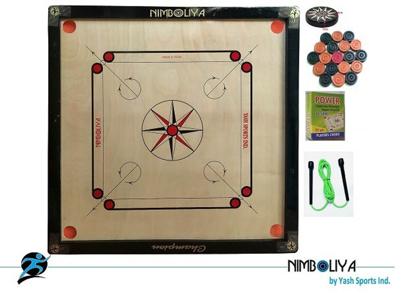 NIMBOLIYA Champion 32*32 with Ludo, jumping roop 81 cm Carrom Board(Multicolor)