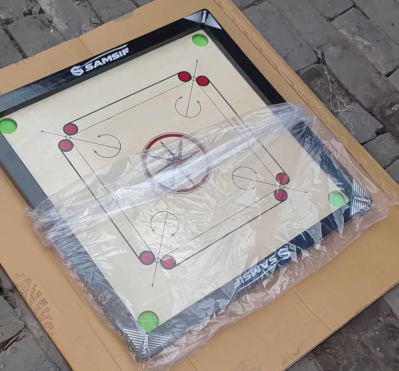 SAMSIF 26X26 INCH MEIDUM SIZE WAR PLUS CARROM BOARD WITH WOODEN COINS 5 cm Carrom Board(Multicolor, Black)
