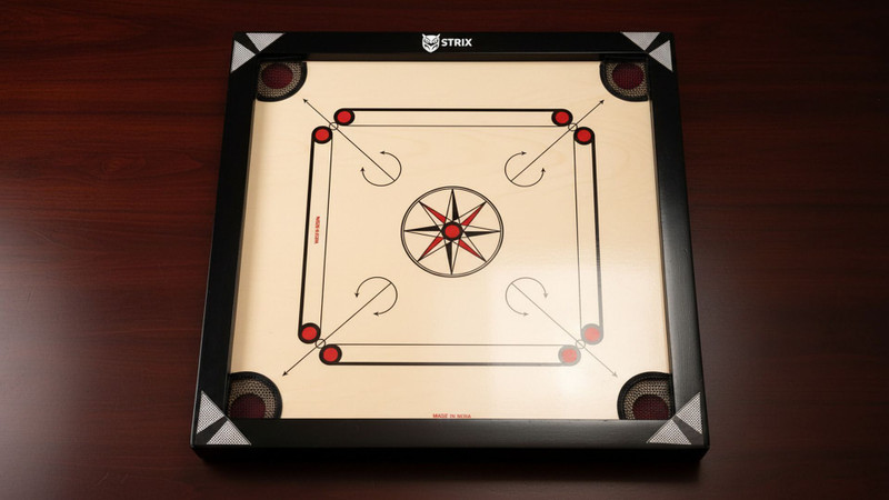 STRIX 20 Inch Wooden Carrom Board With Black Border for Home Indoor Play Glossy Finish 50 cm Carrom Board(Black)