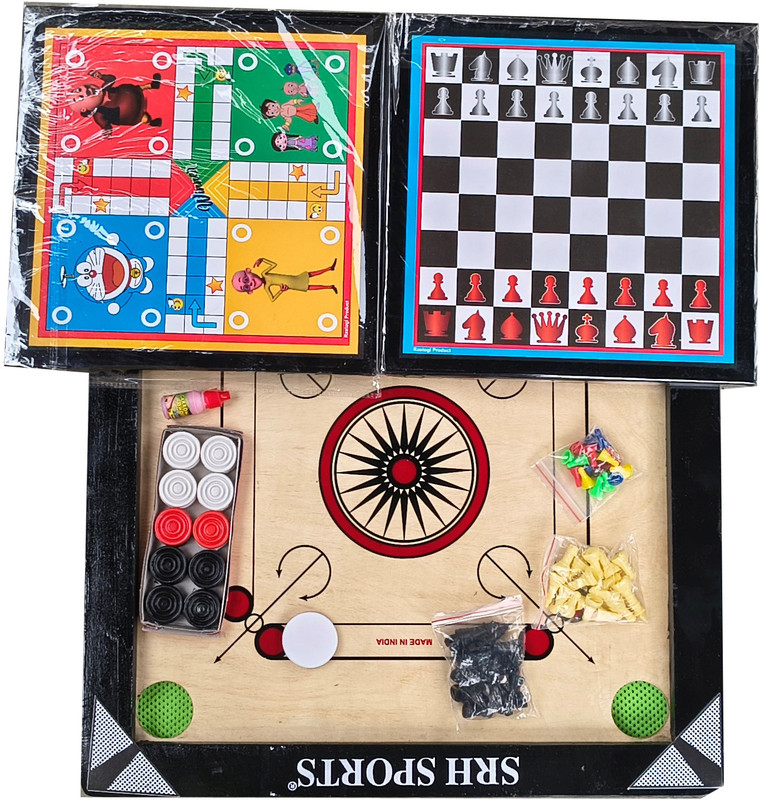 Srh Sports RED FRAME 20X20 INCH SMALL SIZE CARROM WITH 24 PCS CRYSTAL COIN . 5 cm Carrom Board(Red)