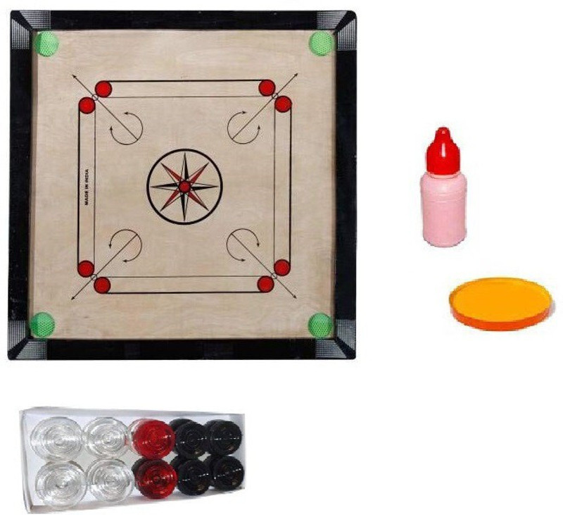 VSM Lazer Medium Size 26 Inch With Carrom Coin PVC,2 Striker, 1 Powder 1.5 Inch Fram 50 cm Carrom Board(Brown)