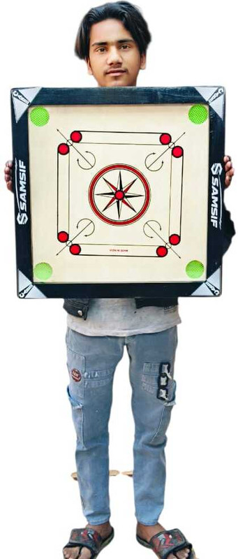 SAMSIF PALYING CHOIVE CARROM 20X20 INCH WITH CRYSTAL COINS AND DISCO POWDER 4 cm Carrom Board(Multicolor, Black)
