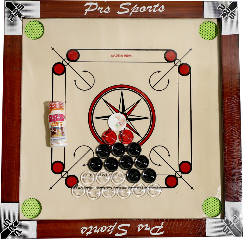 PRSSPORTS PRS SPORTS SMALL 20X20 INCH RED FRAME CARROM WITH CHESS BOARD 3.81 cm Carrom Board(Red)