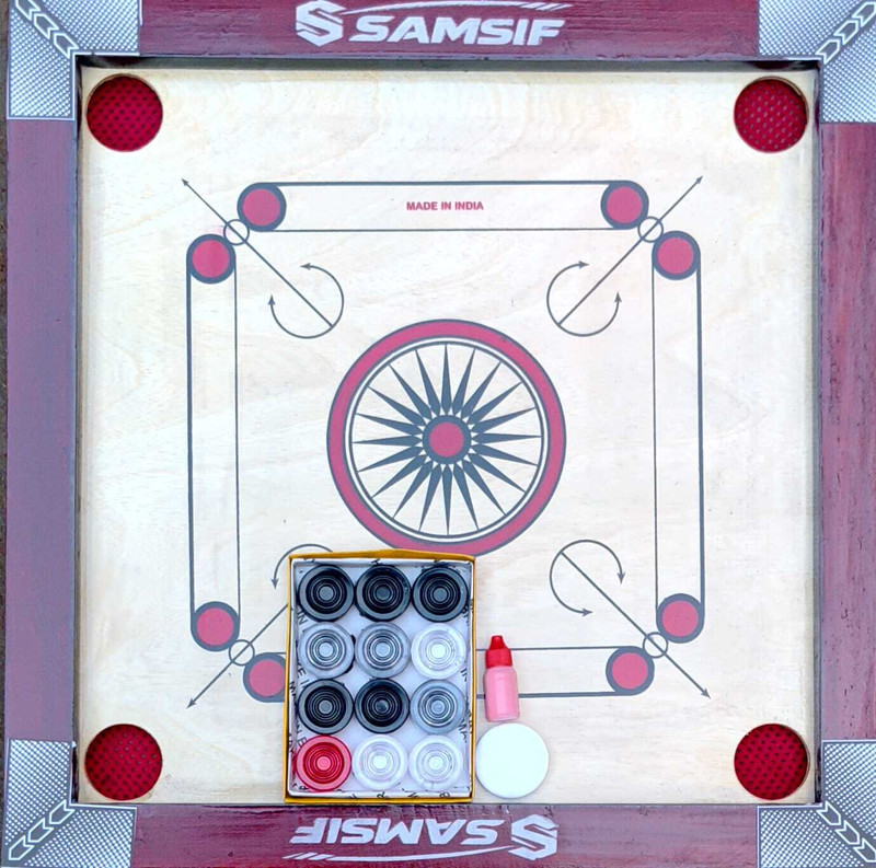 SAMSIF 20 INCH Premium Wooden Carrom Board | Smooth Surface | Indoor Board Game 5 cm Carrom Board(Multicolor, Red)