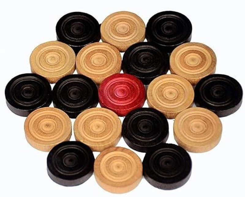 Forgesy Wooden Carrom Board Coins - 9 Black + 9 White + 2 Red - 20 Pieces 15 cm Carrom Board(Multicolor)