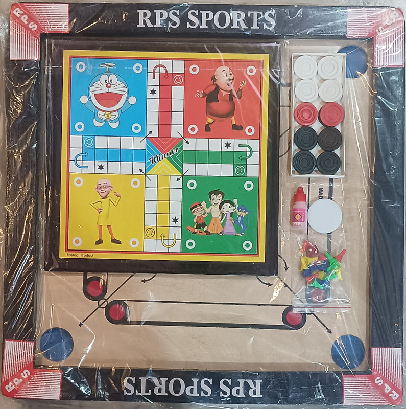 RPS sports CARROM BOARD 20X20 INCH WITH LUDO SNAKE WOODEN CARROM BOARD 4 cm Carrom Board(Beige)