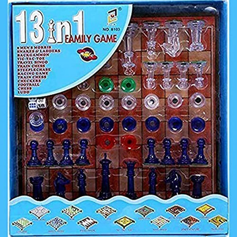 shoparam 13 in 1 Family Fun Indoor & Outdoor Board Games for Kids Snakes Ludo Chess Game Word Games