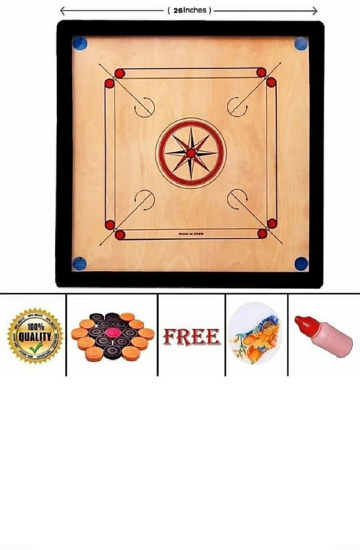 Adrio SMOOTH CARROM BOARD(32 INCH) WITH PLASTIC COINS,POWDER AND COIN 81 cm Carrom Board(Multicolor)