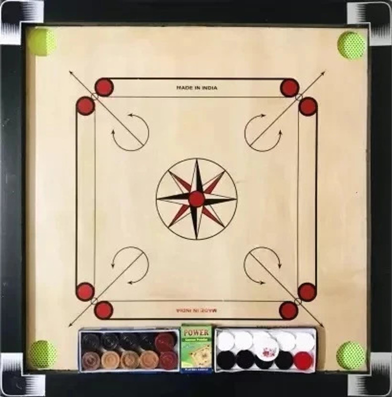 HHS SPORTS Wooden 26 inch D 66.04 cm Carrom Board(Beige)