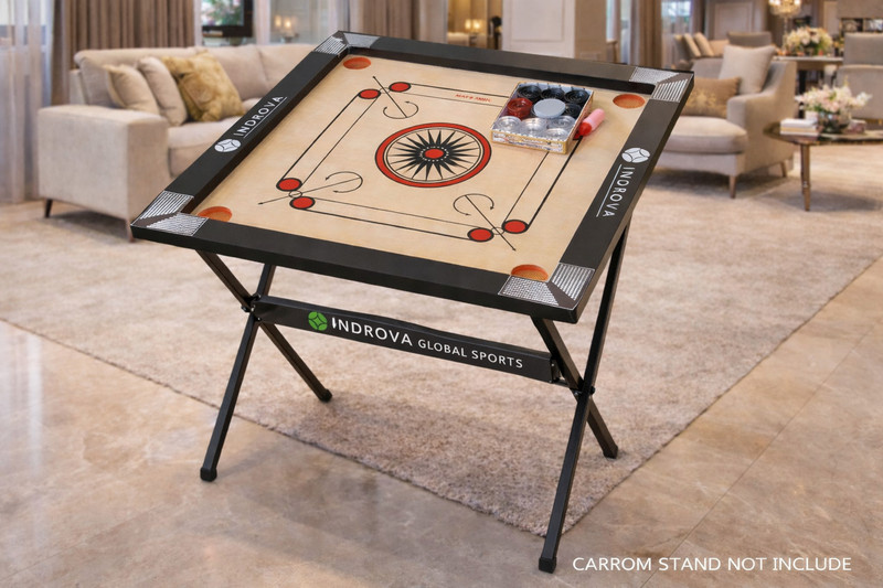 INDROVA Wooden Carrom Board 20x20 inch With Crystal Coins, Kikkar Wood 50 cm Carrom Board(Beige)
