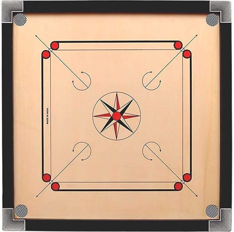 planet blu Plywood Carrom Board with Coins, Striker Medium Size (26 inch), design May be Vary 66.04 cm Carrom Board(Multicolor)