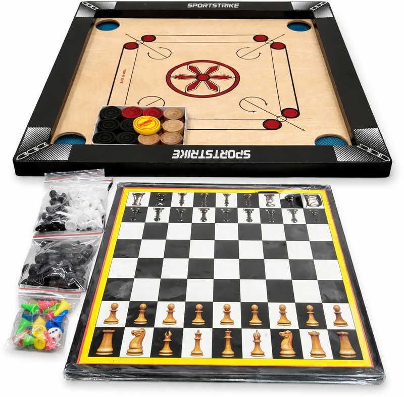 Sportstrike Carrom Board And chess Ludo 50 cm Carrom Board(Multicolor)