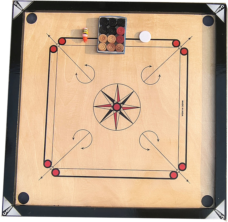 Srh Sports 32 X32 INCH CARROM WITH 24 WOODEN COIN . 5 cm Carrom Board(Beige)